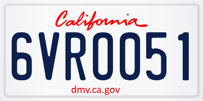 CA license plate 6VRO051
