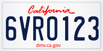 CA license plate 6VRO123