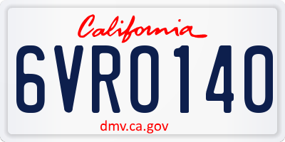 CA license plate 6VRO140