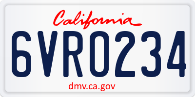 CA license plate 6VRO234