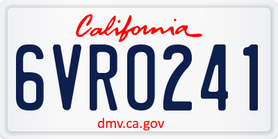 CA license plate 6VRO241