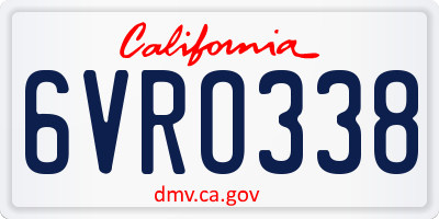 CA license plate 6VRO338