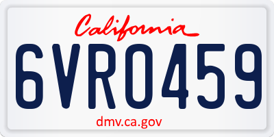 CA license plate 6VRO459