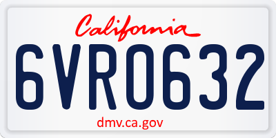 CA license plate 6VRO632