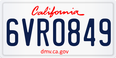CA license plate 6VRO849