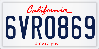 CA license plate 6VRO869