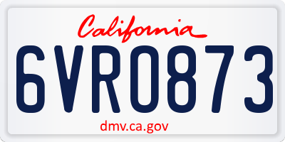 CA license plate 6VRO873