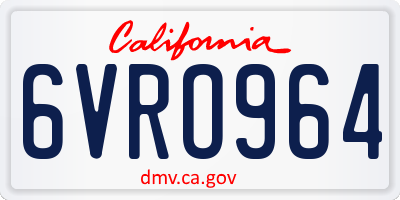 CA license plate 6VRO964