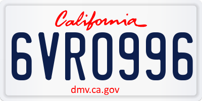 CA license plate 6VRO996