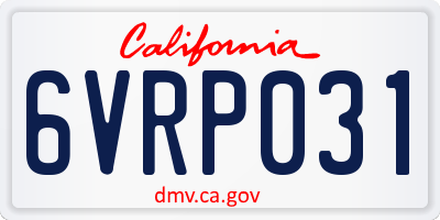 CA license plate 6VRP031