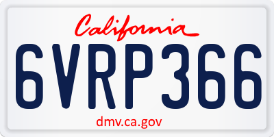 CA license plate 6VRP366
