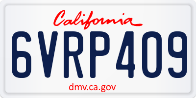 CA license plate 6VRP409