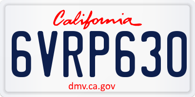 CA license plate 6VRP630