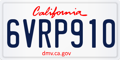 CA license plate 6VRP910