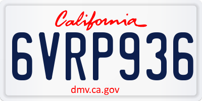 CA license plate 6VRP936