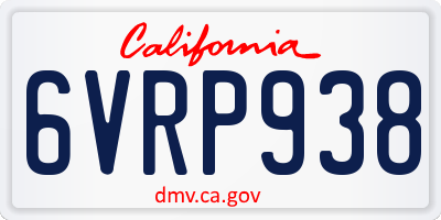 CA license plate 6VRP938