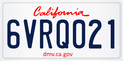 CA license plate 6VRQ021