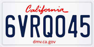 CA license plate 6VRQ045