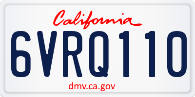 CA license plate 6VRQ110