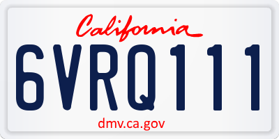 CA license plate 6VRQ111