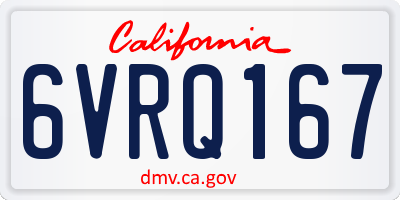 CA license plate 6VRQ167