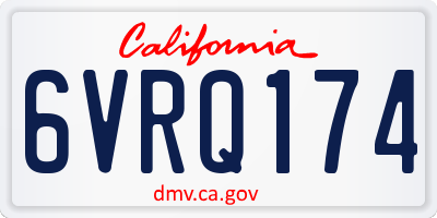 CA license plate 6VRQ174