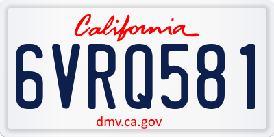 CA license plate 6VRQ581