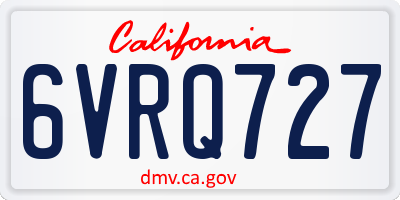 CA license plate 6VRQ727