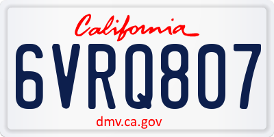 CA license plate 6VRQ807