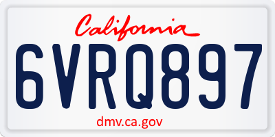 CA license plate 6VRQ897