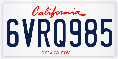 CA license plate 6VRQ985