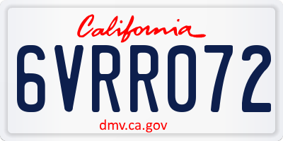 CA license plate 6VRR072