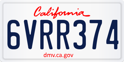 CA license plate 6VRR374