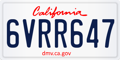 CA license plate 6VRR647
