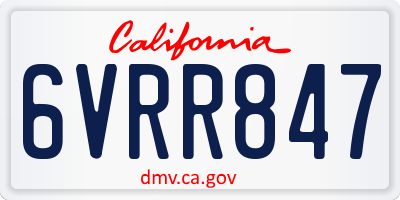 CA license plate 6VRR847