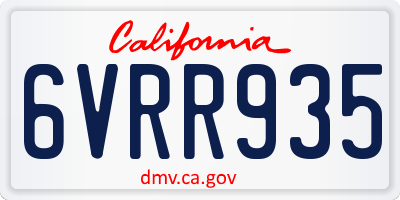 CA license plate 6VRR935