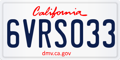 CA license plate 6VRS033