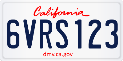 CA license plate 6VRS123