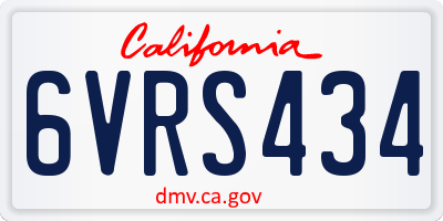 CA license plate 6VRS434