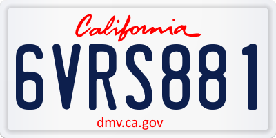 CA license plate 6VRS881