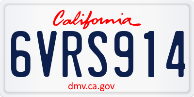 CA license plate 6VRS914