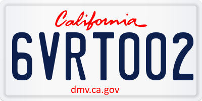 CA license plate 6VRT002