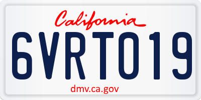 CA license plate 6VRT019