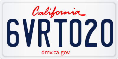 CA license plate 6VRT020