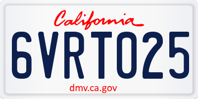 CA license plate 6VRT025
