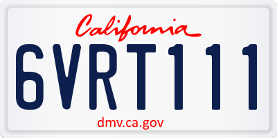 CA license plate 6VRT111