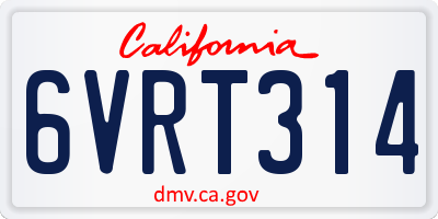 CA license plate 6VRT314