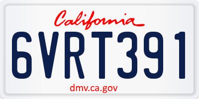 CA license plate 6VRT391