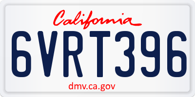 CA license plate 6VRT396