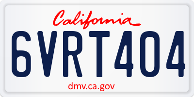 CA license plate 6VRT404